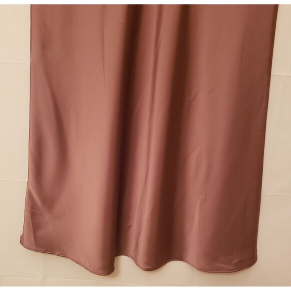 Zara Women's Chocolate Mocha Satin Elastic Waist Midi Skirt Sz M NWT - Picture 11 of 14
